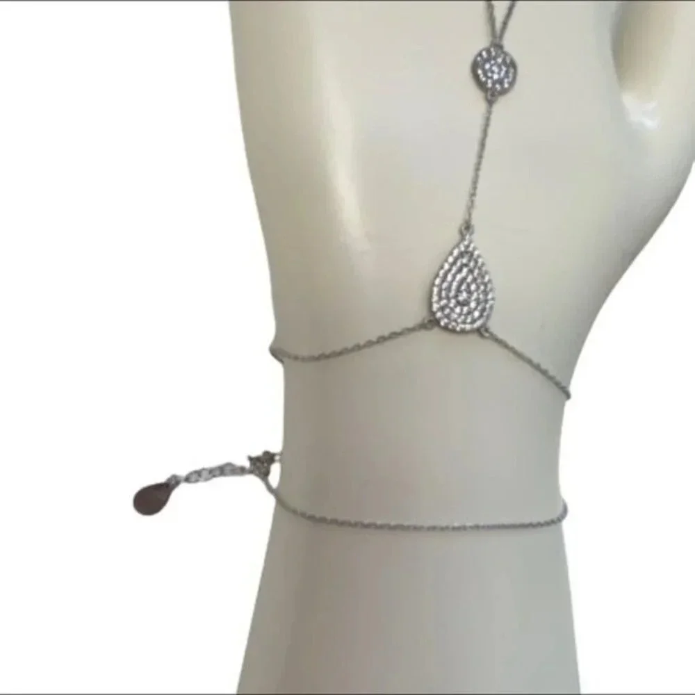 Sterling and Pave CZ Gypsy Finger Bracelet NWT